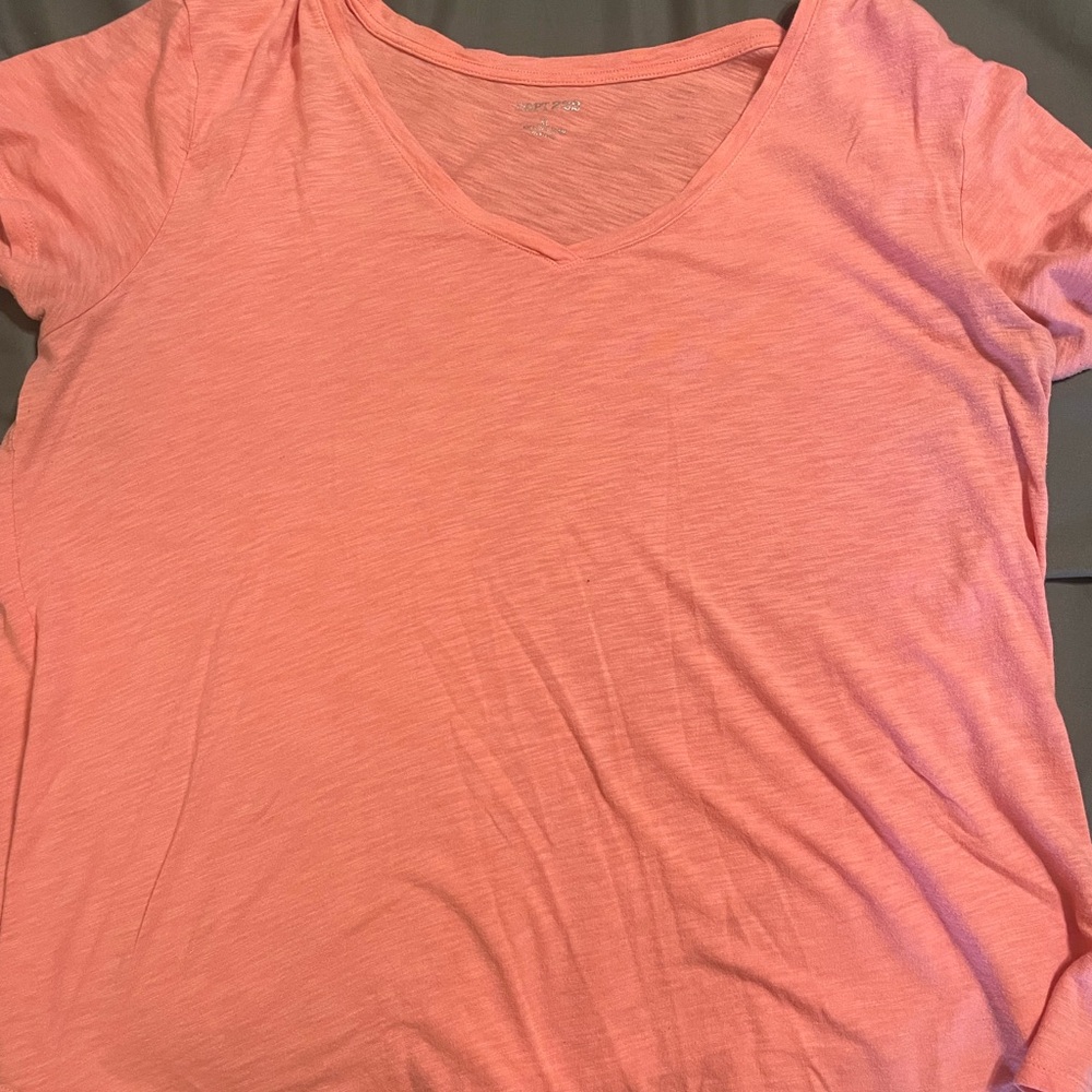 Casual Coral V-Neck Tee